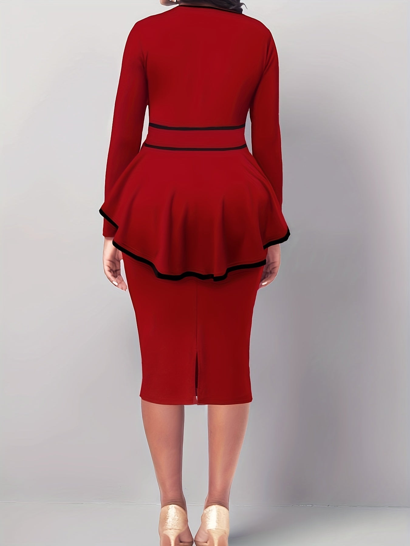 Two Piece Set Long Sleeve Keyhole Tops & Skirt Outfit