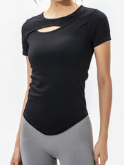 Quick Drying Hollow Solid Short Sleeve Yoga Top