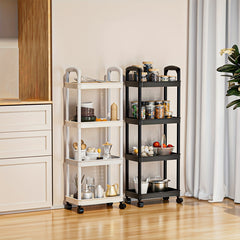 4 Tier Utility Cart with Handle and Wheels - Multipurpose Rolling Storage