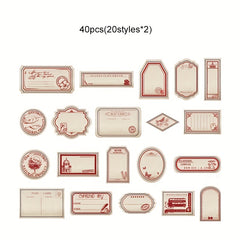 40pcs Retro Natural Adhesive Stickers Scrapbook Craft Bullet Journal Decals