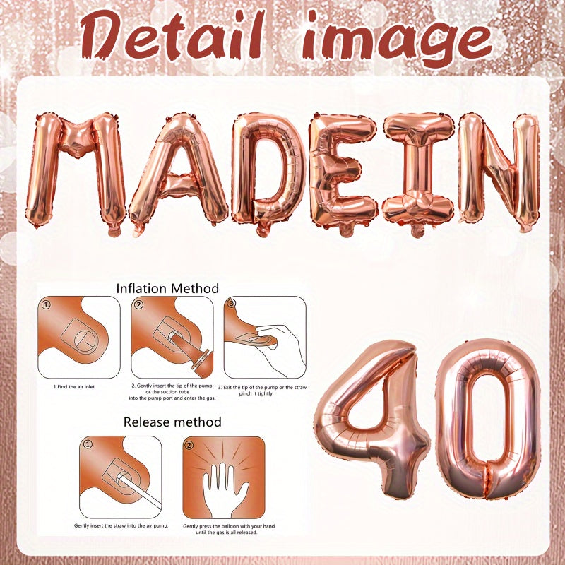 Rose Golden Birthday Decorations For Women Large Number Balloons Banner Set