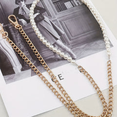 Metal Chain & Bead Decor Strap DIY Crossbody Bag Accessories