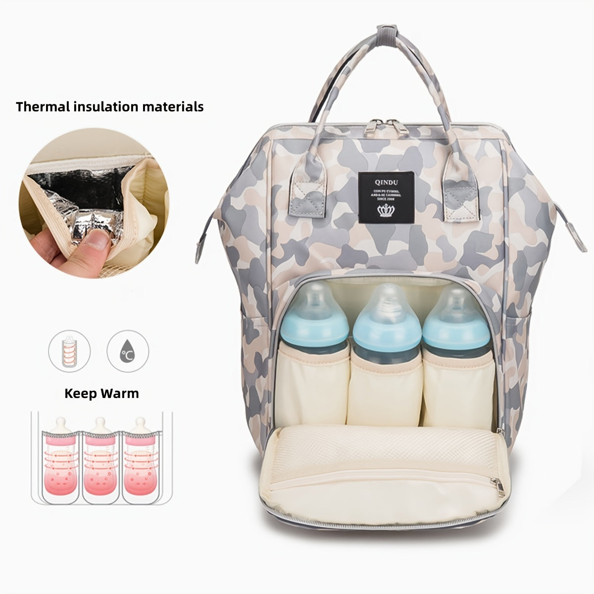 Waterproof Camouflage Diaper Bag Backpack Large Capacity for Moms