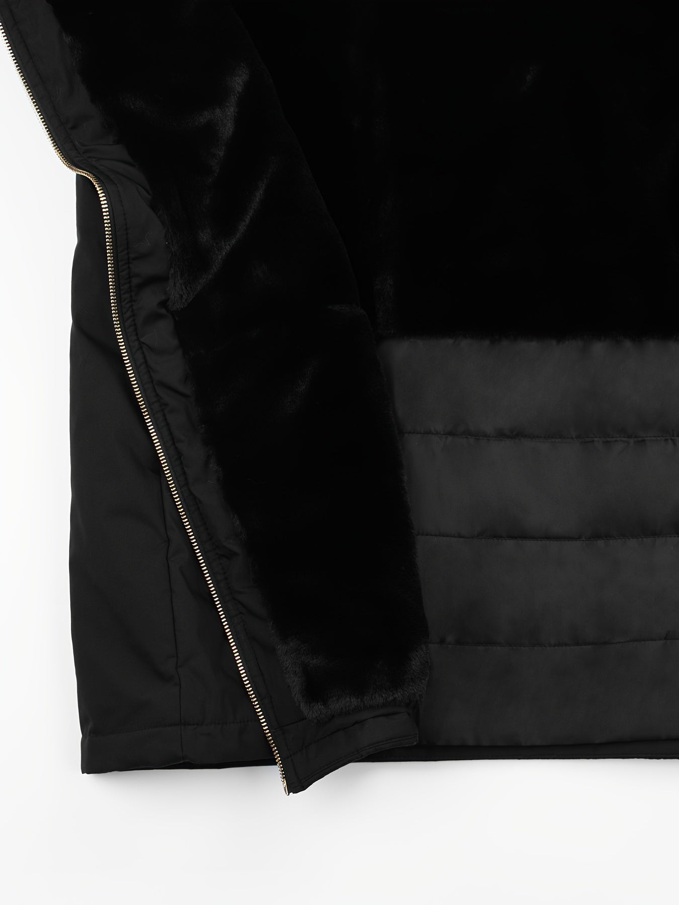 Hooded Full Zipper Coat Warm Mid Length Pocket Outerwear