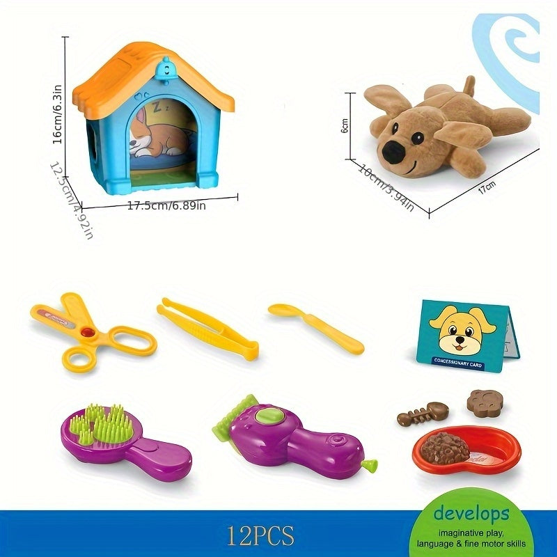 Interactive Pet House Playset for Kids Home Pretend Play Toy Gift Boys Girls