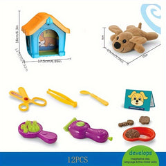 Interactive Pet House Playset for Kids Home Pretend Play Toy Gift Boys Girls