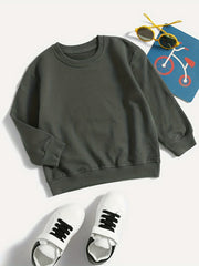 Boys Cotton Pullover Sweatshirt Long Sleeve Crew Neck Tops