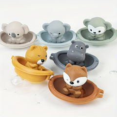 Animal Finger Puppets & Stacking Boats Bath Time Toys for Toddlers