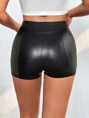 Leather High Rise Leggings Shorts
