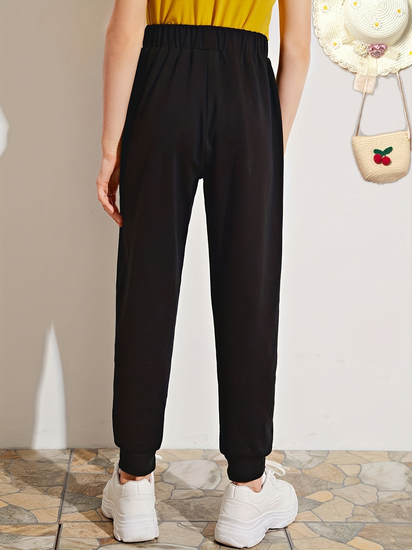 Girls High Waist Jogger Pants for Spring & Autumn