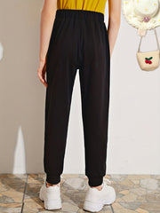 Girls High Waist Jogger Pants for Spring & Autumn