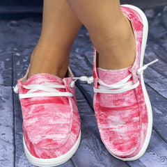 Women's Stylish Tie Dye Pink Boat Shoes Skate Shoes