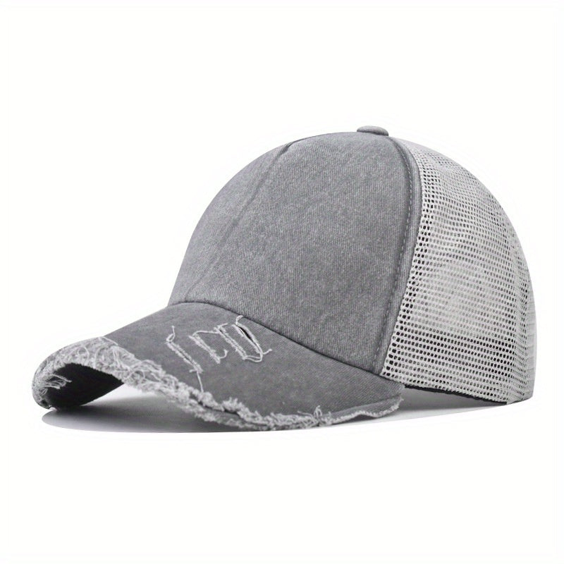 Unisex Ripped Baseball Cap Washed Street Wear Peaked Hat