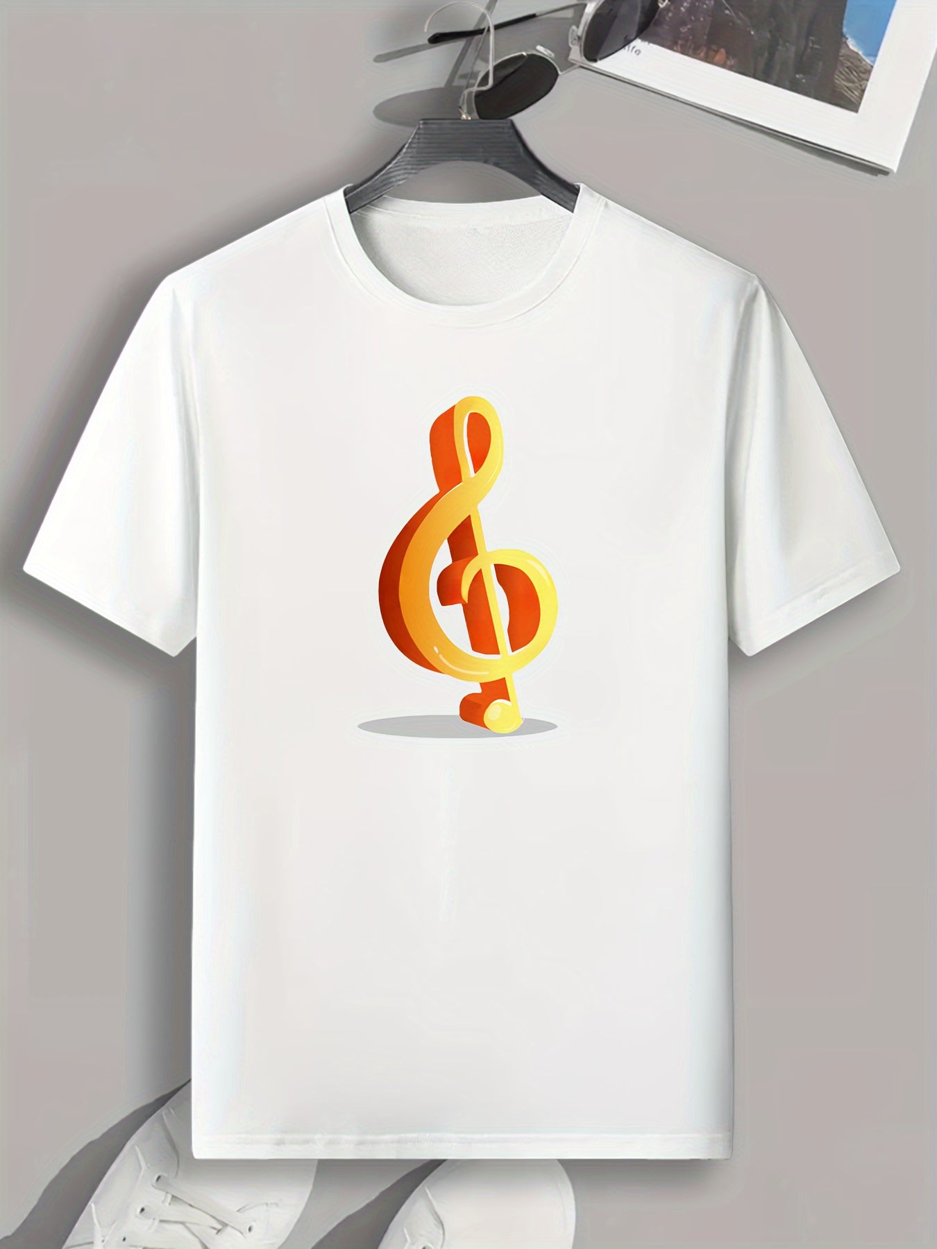 Music Note Pattern Print Men's Sports T-shirt