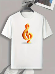 Music Note Pattern Print Men's Sports T-shirt