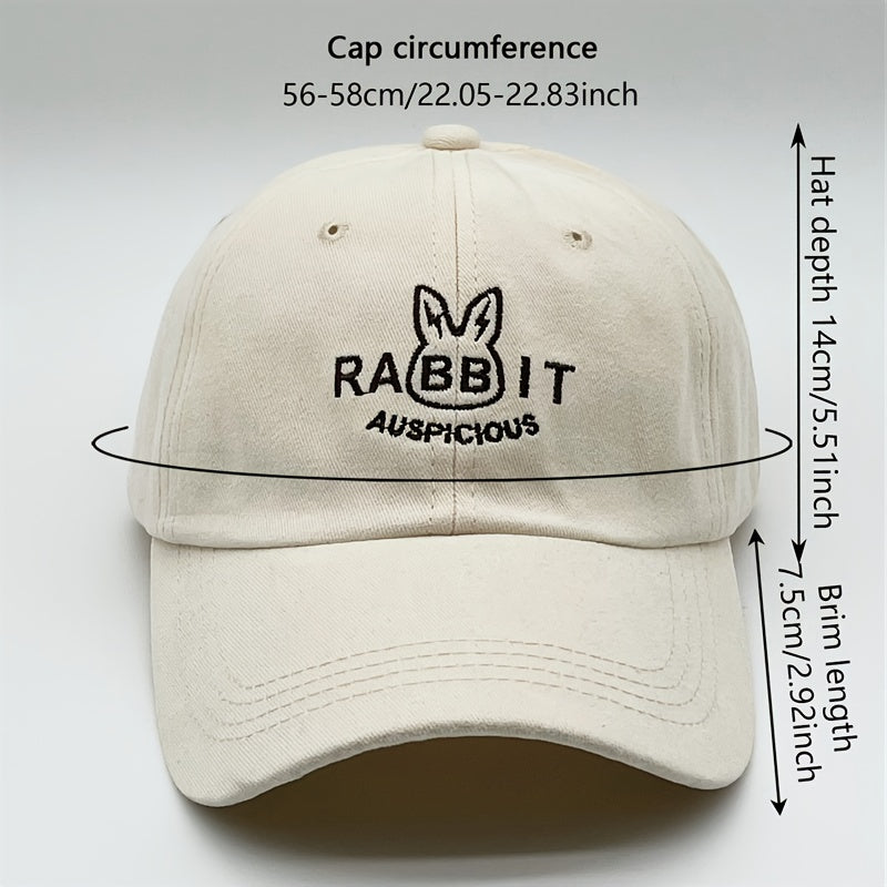 Rabbit Embroidery Baseball Cap Cartoon Solid Casual Sun Hat Adjustable Dad Hats