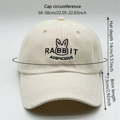 Rabbit Embroidery Baseball Cap Cartoon Solid Casual Sun Hat Adjustable Dad Hats