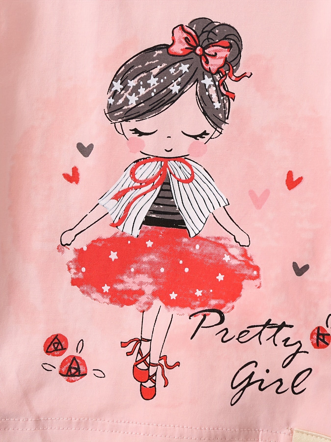 Girls Portrait Print Pajama Set Kids Clothes