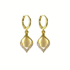 Leaf Drop Earrings Cat Eye Stone Earrings Girls Accessories