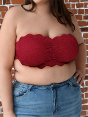 Sexy Tube Bra Lace Trim Ruched Bandeau Bra
