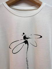 Dragonfly Print Long Sleeve Round Neck Tee Dress