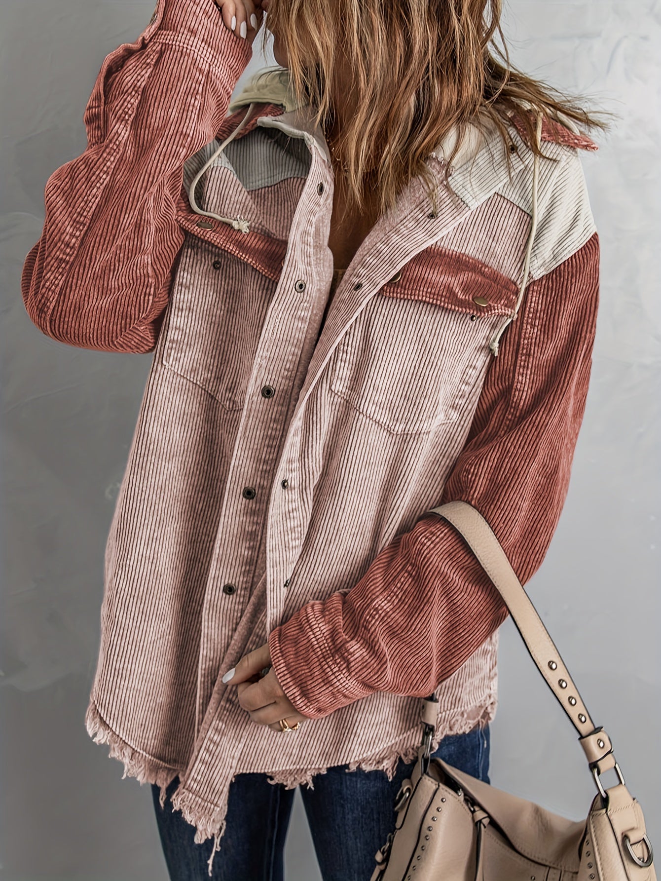 Casual Block Hooded Jacket for Women