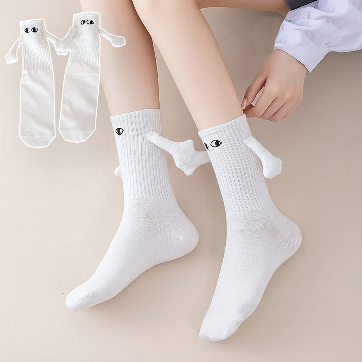 Pair of Magnetic Hands Holding Friendship Couple Socks
