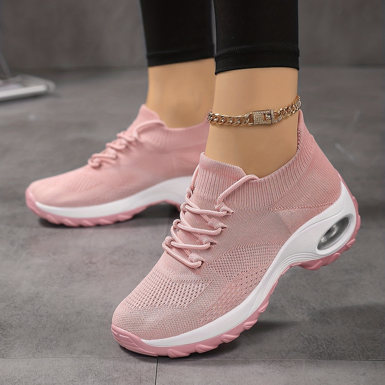 Women's Breathable Chunky Sneakers Lace Up Air Cushion Shoes