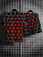 Men's 3D Holes Graphic T-shirt & Breathable Shorts Set