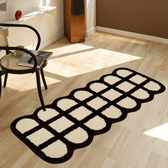 Plaid Area Rug Hand Washable Polyester Mat for Home Hotel Decor