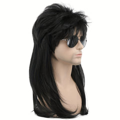 Men's Long Curly Hair Rock Costume Party Halloween Wig