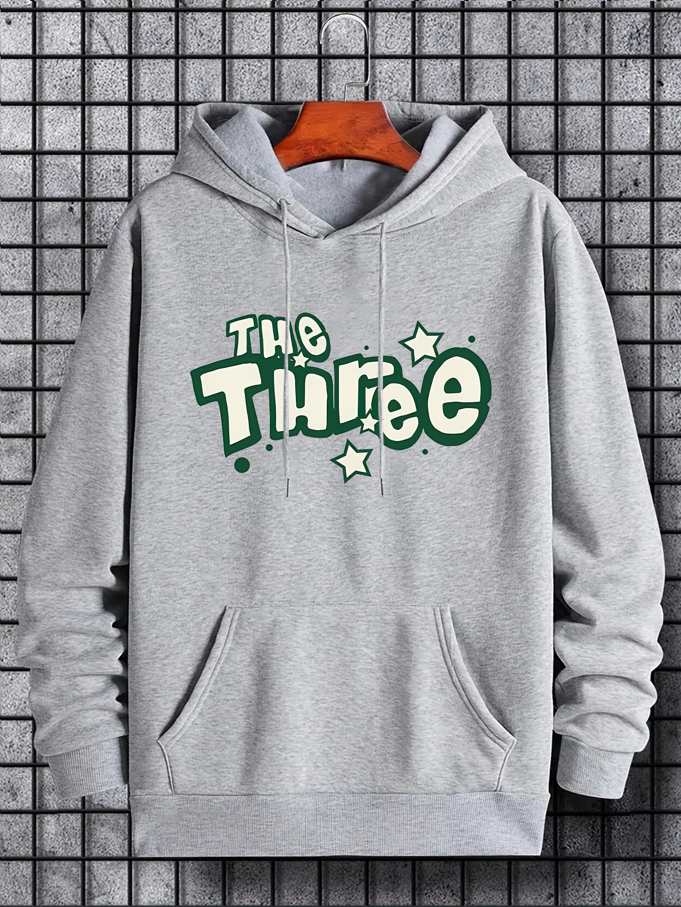 Men's Three Print Hoodie Casual Hooded Sweatshirt