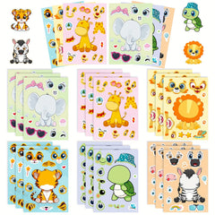 6pcs DIY Puzzle Sticker Games Animals Make Funny Faces