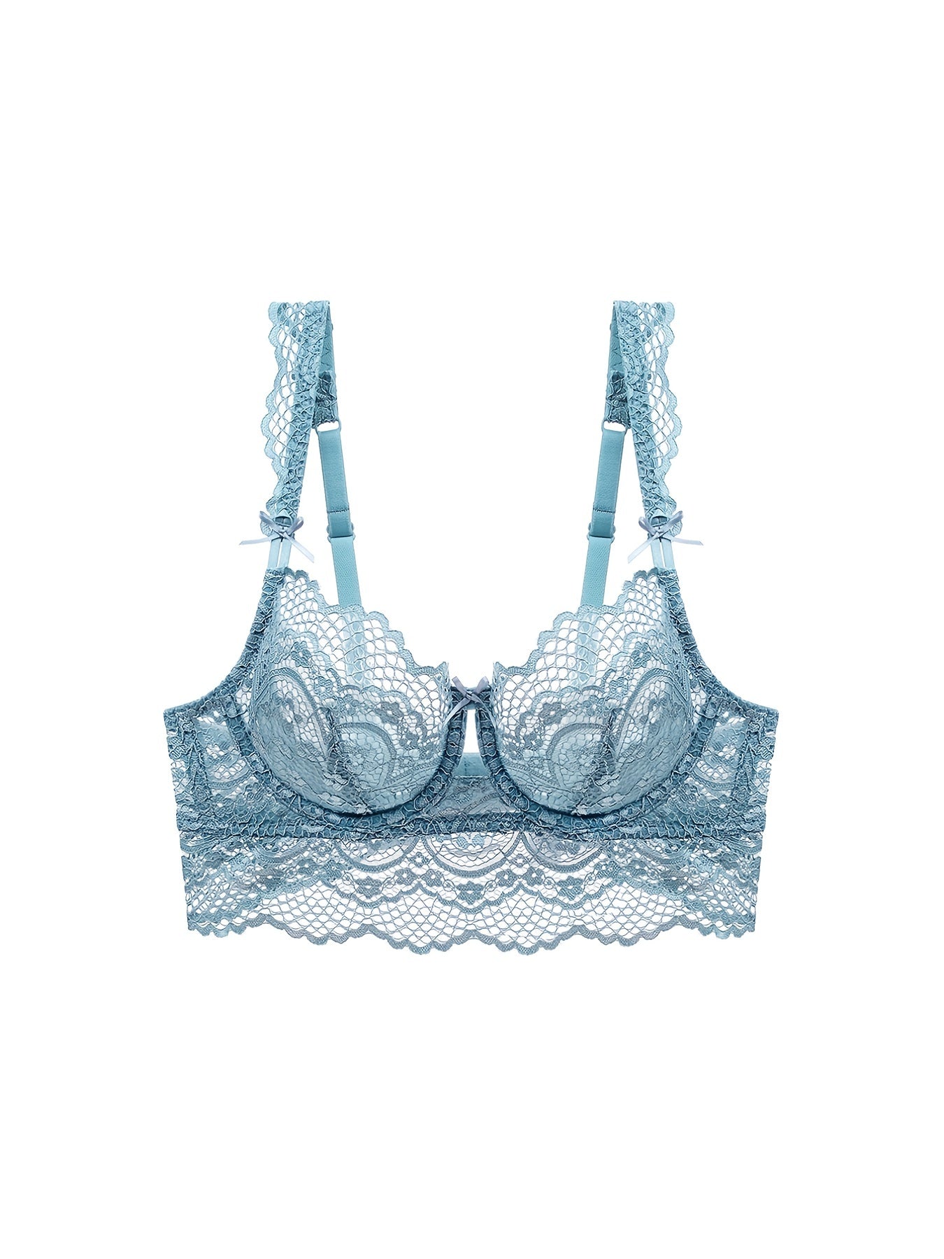 Soft Lace Mesh Everyday Bras Comfortable & Bow Thin Cup Intimates Bra