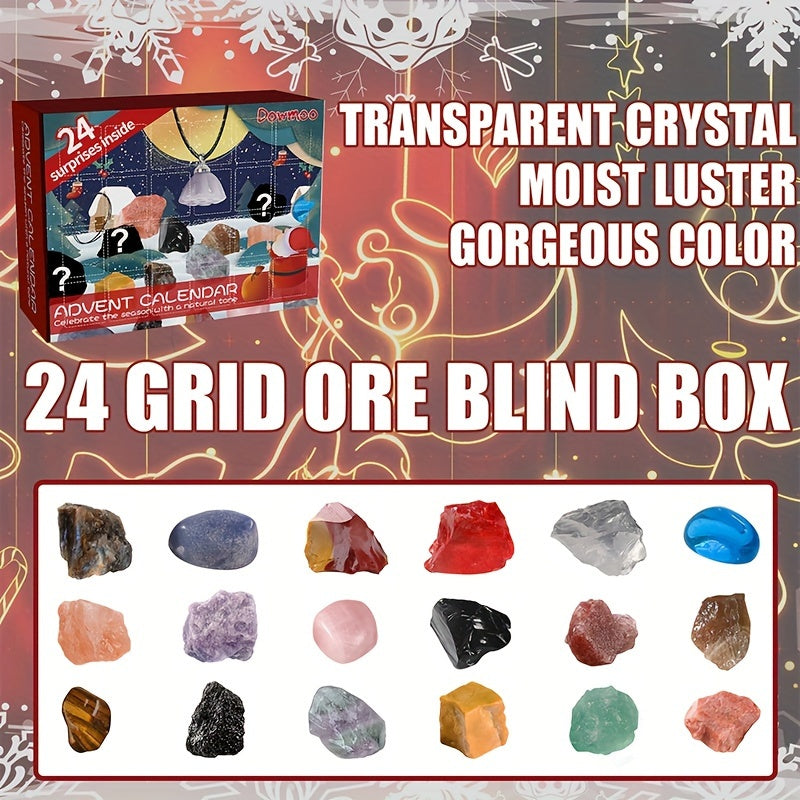 24pcs Random Gemstone Rocks Minerals Collecting Christmas Gift Advent Calendar