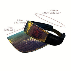 Sparkly Sequin Sun Visor Hat - Adjustable Solid Sunscreen Sports Hat