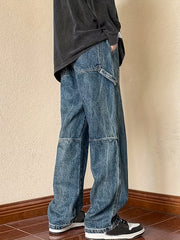 Men's Patchwork Denim Pants for Spring Summer