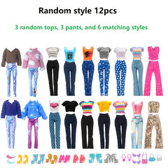 12pcs Doll Clothing Set for 11.5 In Dolls - Tops, Pants, Accessories - Fun