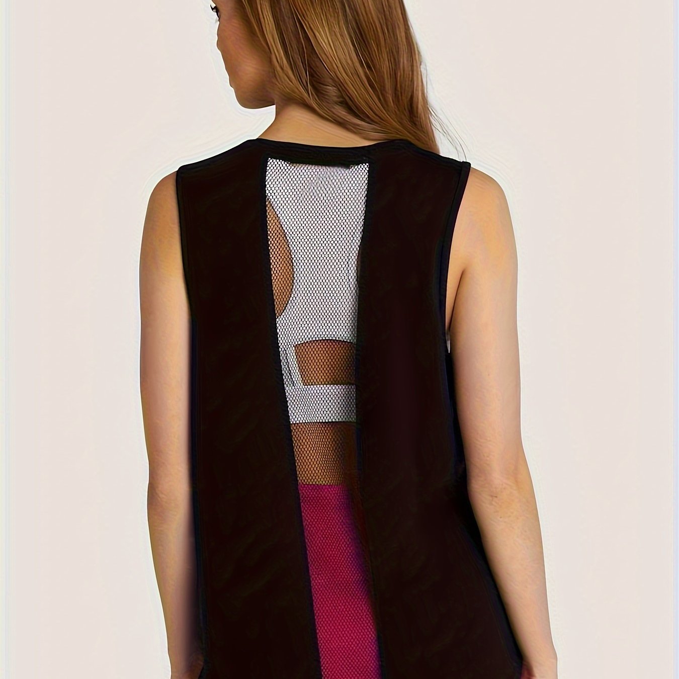 Mesh Back Sports Tank Top, Sleeveless Fitness Top
