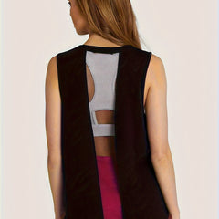 Mesh Back Sports Tank Top, Sleeveless Fitness Top