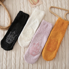 4 Pairs Pumpkin & Bat Print Socks & Funny Halloween Fuzzy Socks