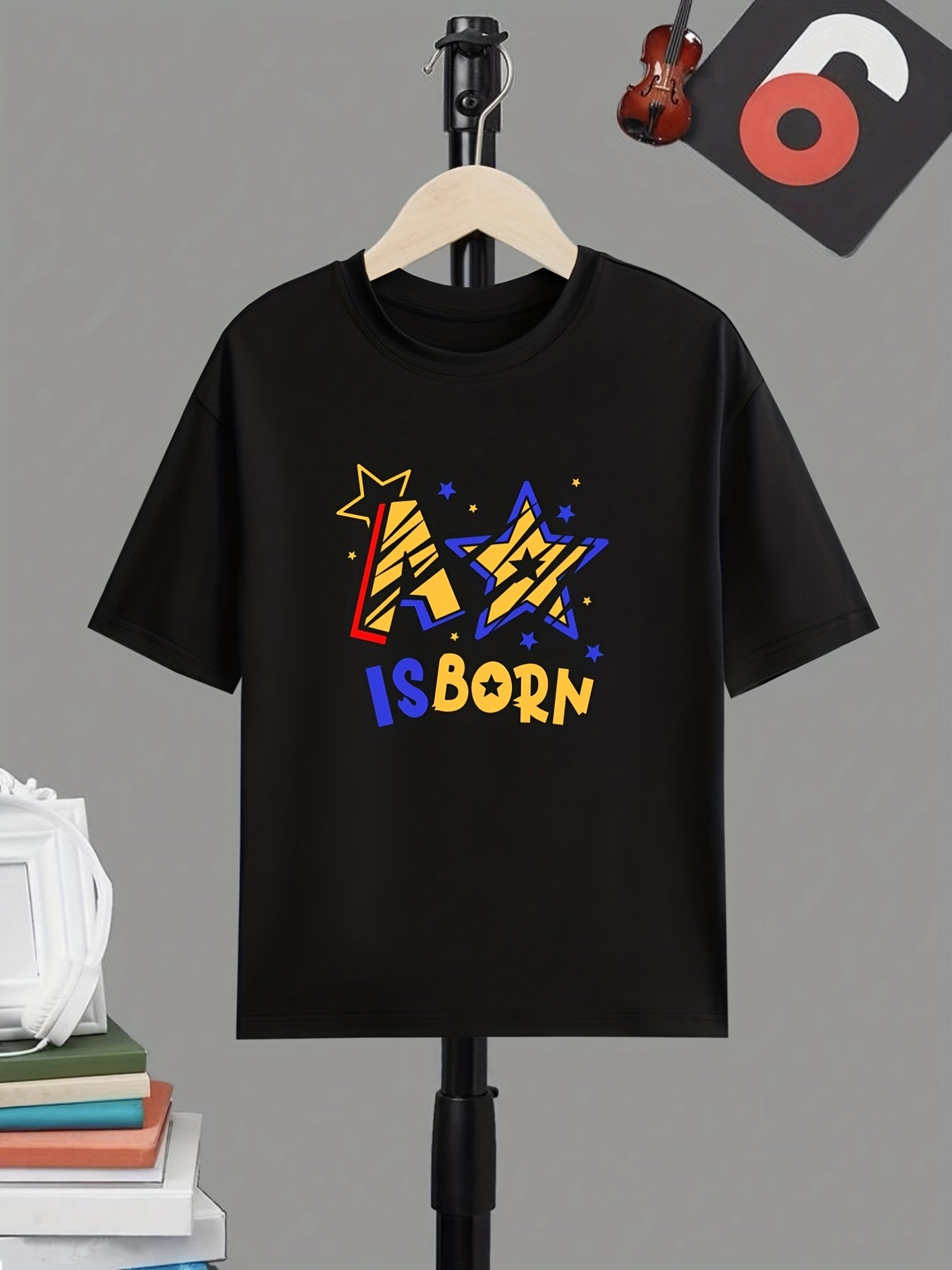 A Star Is Born Boy's Letter Print T shirt Active Short Sleeve Tee