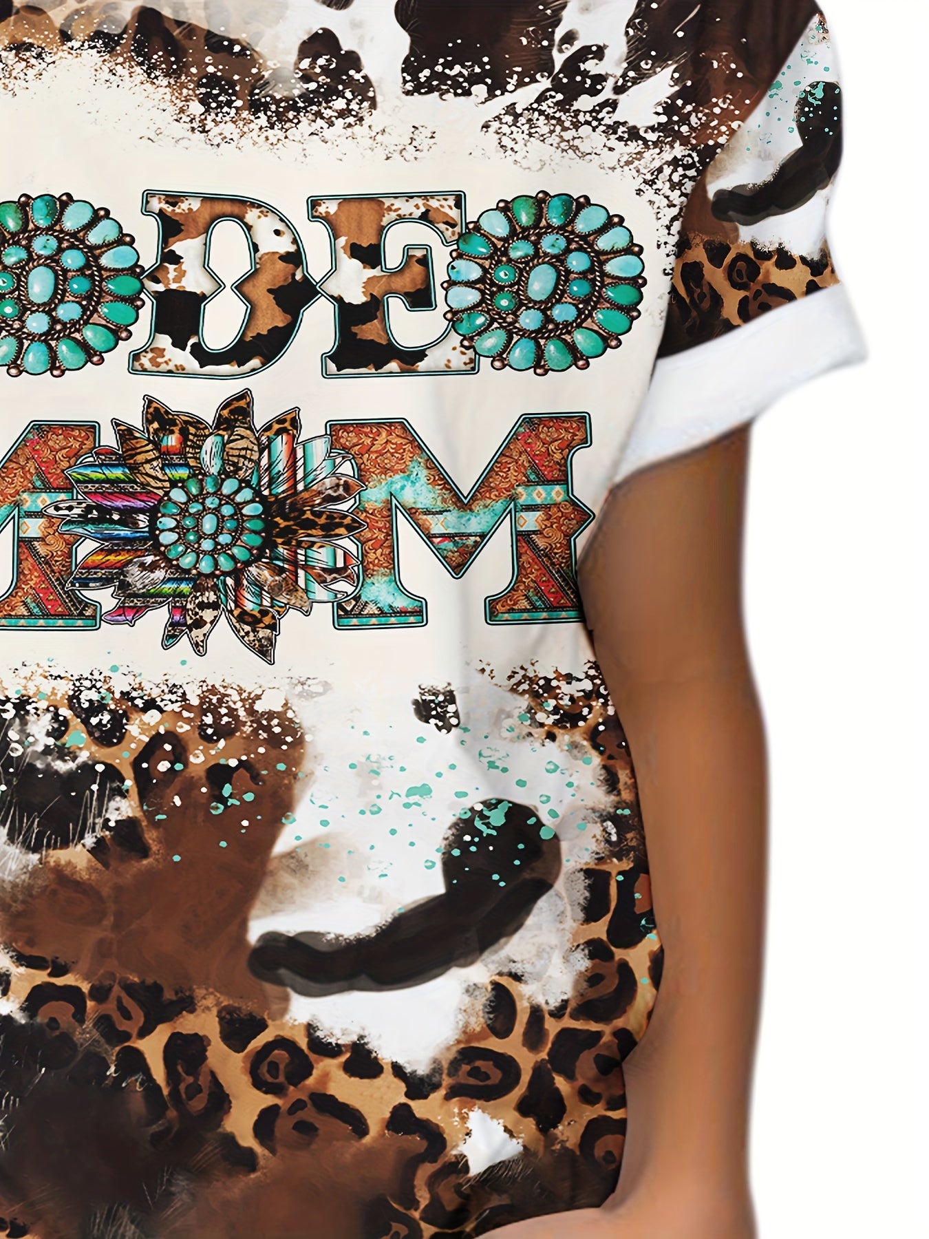 Leopard Print Letter Graphic Short Sleeve T-shirt for Boys Girls