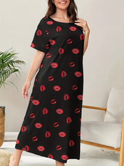 Kiss Print Short Sleeve Nightdress