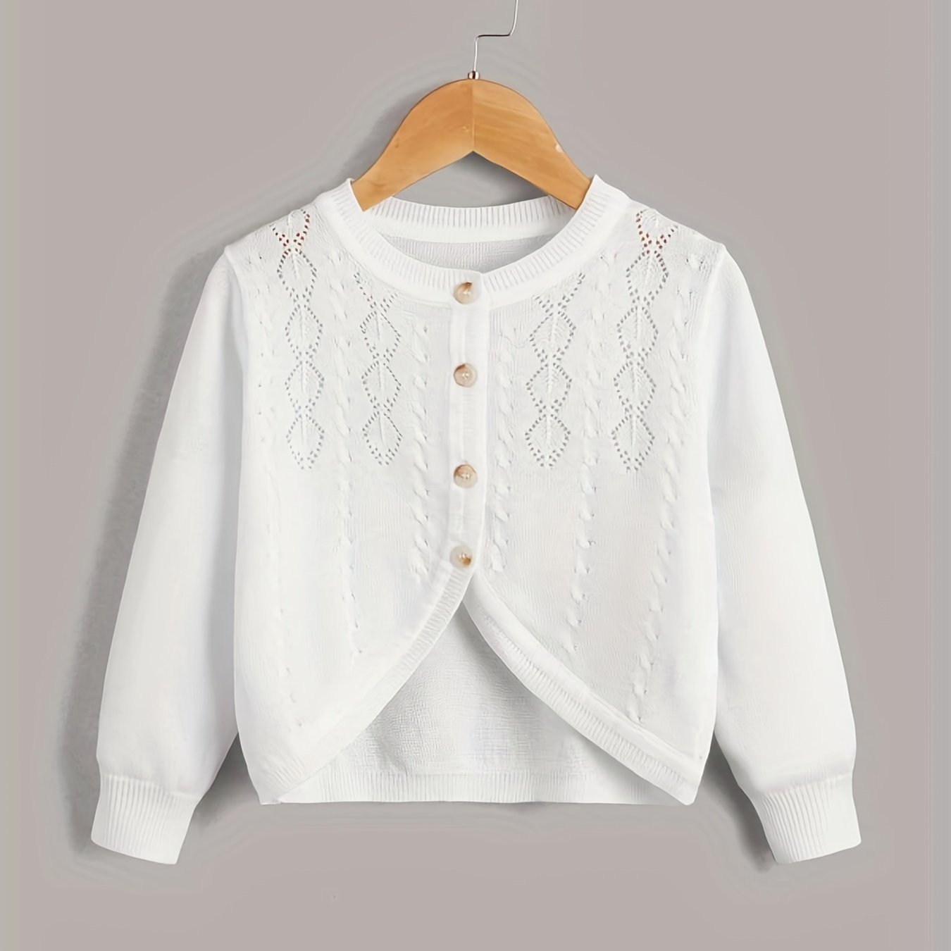 Toddler Girls Knitted Short Cardigan Button Down Plain Thin Knit Top
