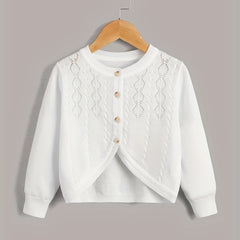 Toddler Girls Knitted Short Cardigan Button Down Plain Thin Knit Top