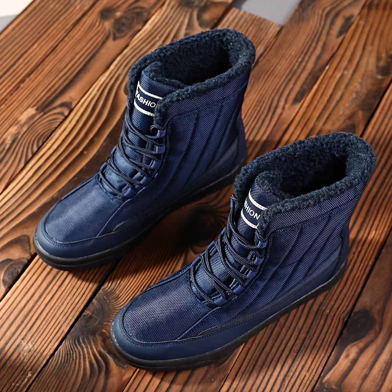 Men's Warm Fleece High Top Snow Boots For Hiking Camping