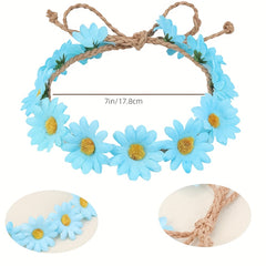 Floral Crown Headband for Girls Retro Adjustable Flower Crown Garland Headpiece