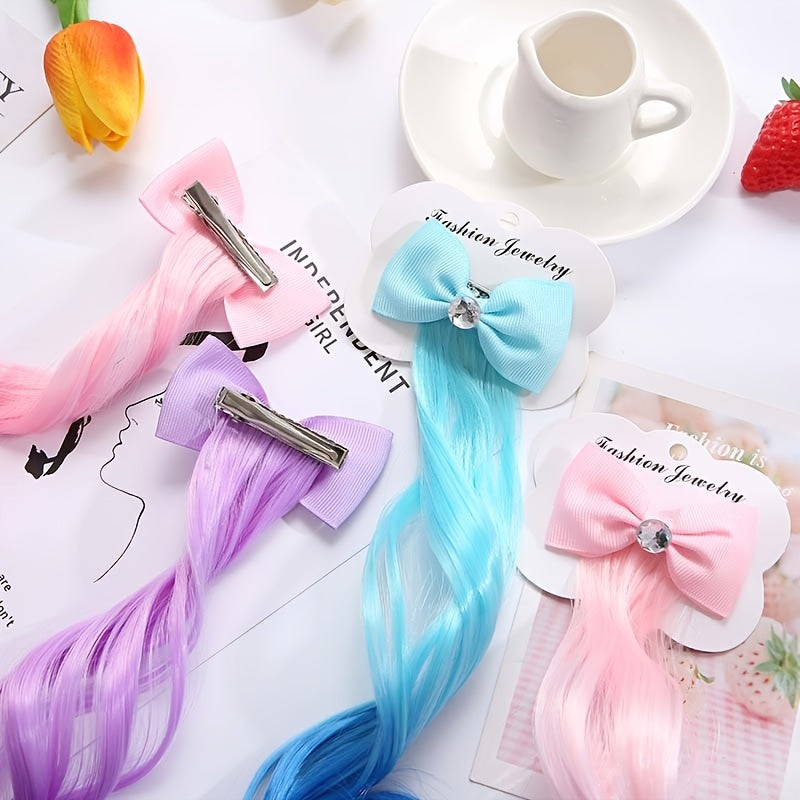 Girls Bow Gradient Wig Hair Hair Clips Decorative Hair Accessories
