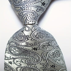 Paisley Tie Set Red Grey Golden Woven Men's Necktie